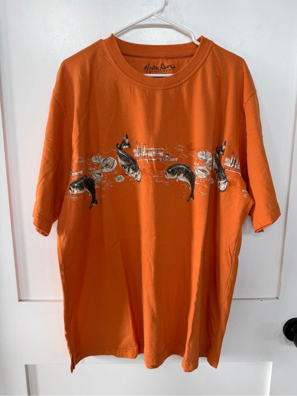 North River Outfitters Orange Bass Fishing Graphic T-Shirt XL